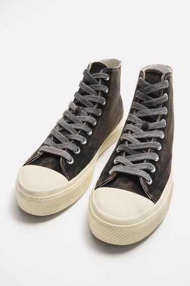FABRIC HIGH-TOP SNEAKERS - Black by Zara - Image 3