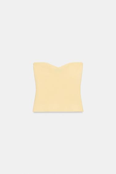 STRAPLESS KNIT TOP - Yellow by Zara