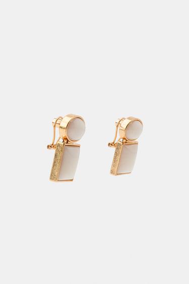 BOUCLES D'OREILLES À PIÈCES GÉOMÉTRIQUES - Doré de Zara - Image 1
