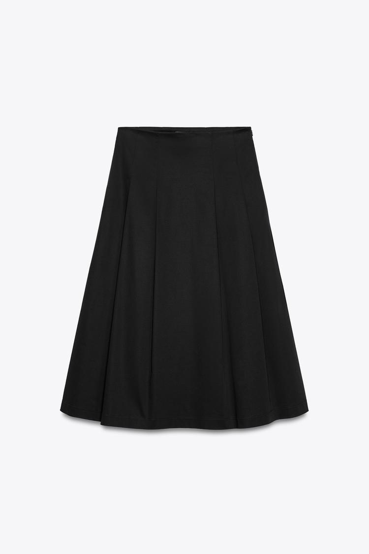 BOX PLEAT MIDI SKIRT Black ZARA Australia