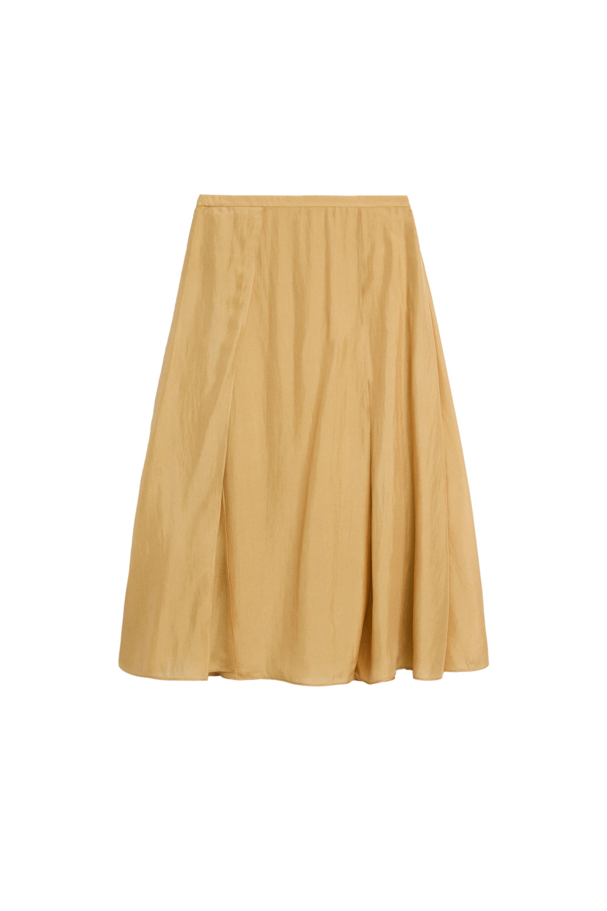Jupe midi fluide 100 % soie total look