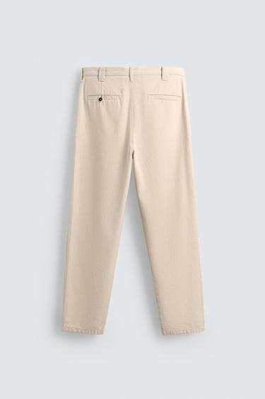 STRAIGHT-LEG CHINO TROUSERS - Light beige by Zara - Image 6