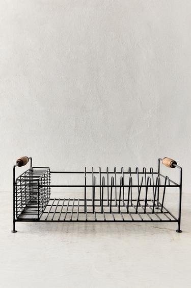 IRON AND ACACIA WOOD DISH DRAINER - Steel by Zara
