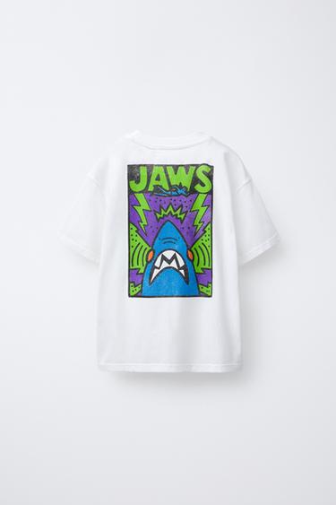 JAWS MOVIE © 50TH ANNIVERSARY T-SHIRT - White by Zara - Image 1