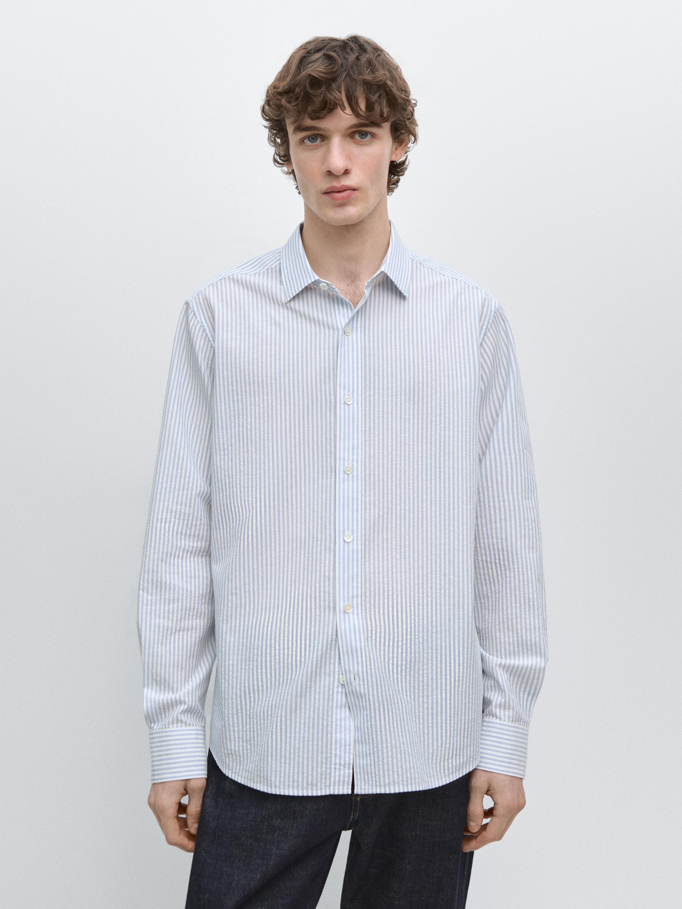 100% cotton regular fit striped shirt