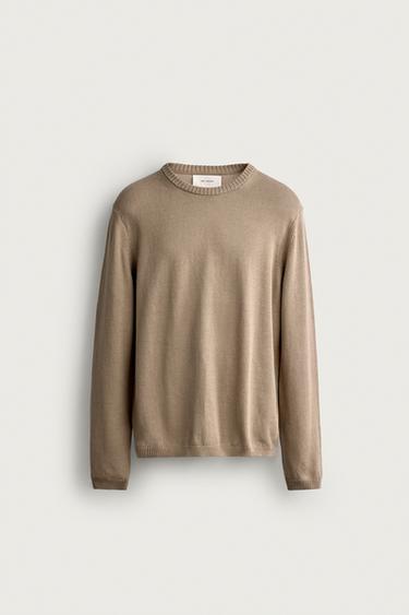 RELAXED FIT COTTON JUMPER - Light brown by Zara