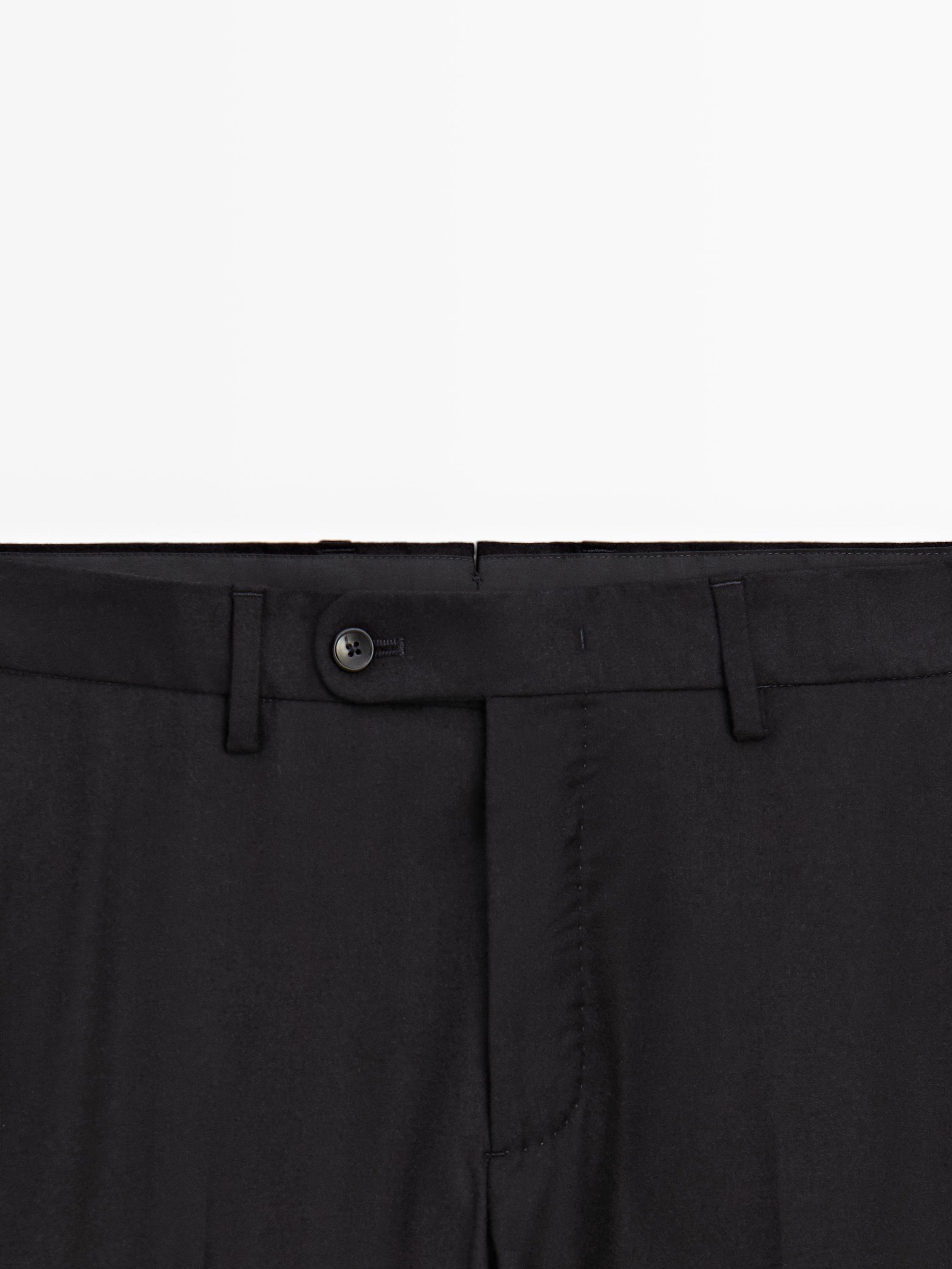 Wool blend flannel suit trousers