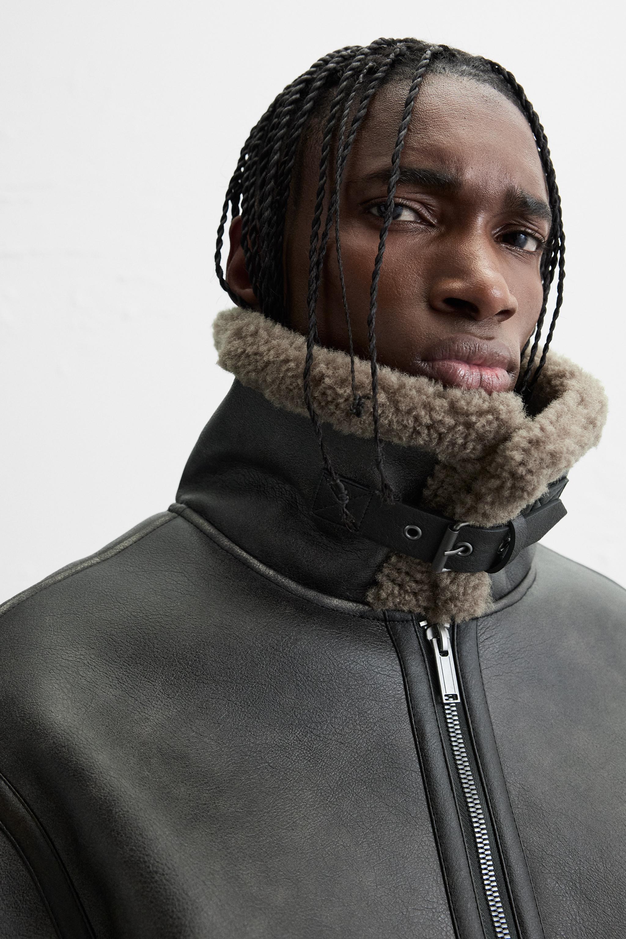 DOUBLE-FACED LEATHER EFFECT JACKET - Brown | ZARA Georgia