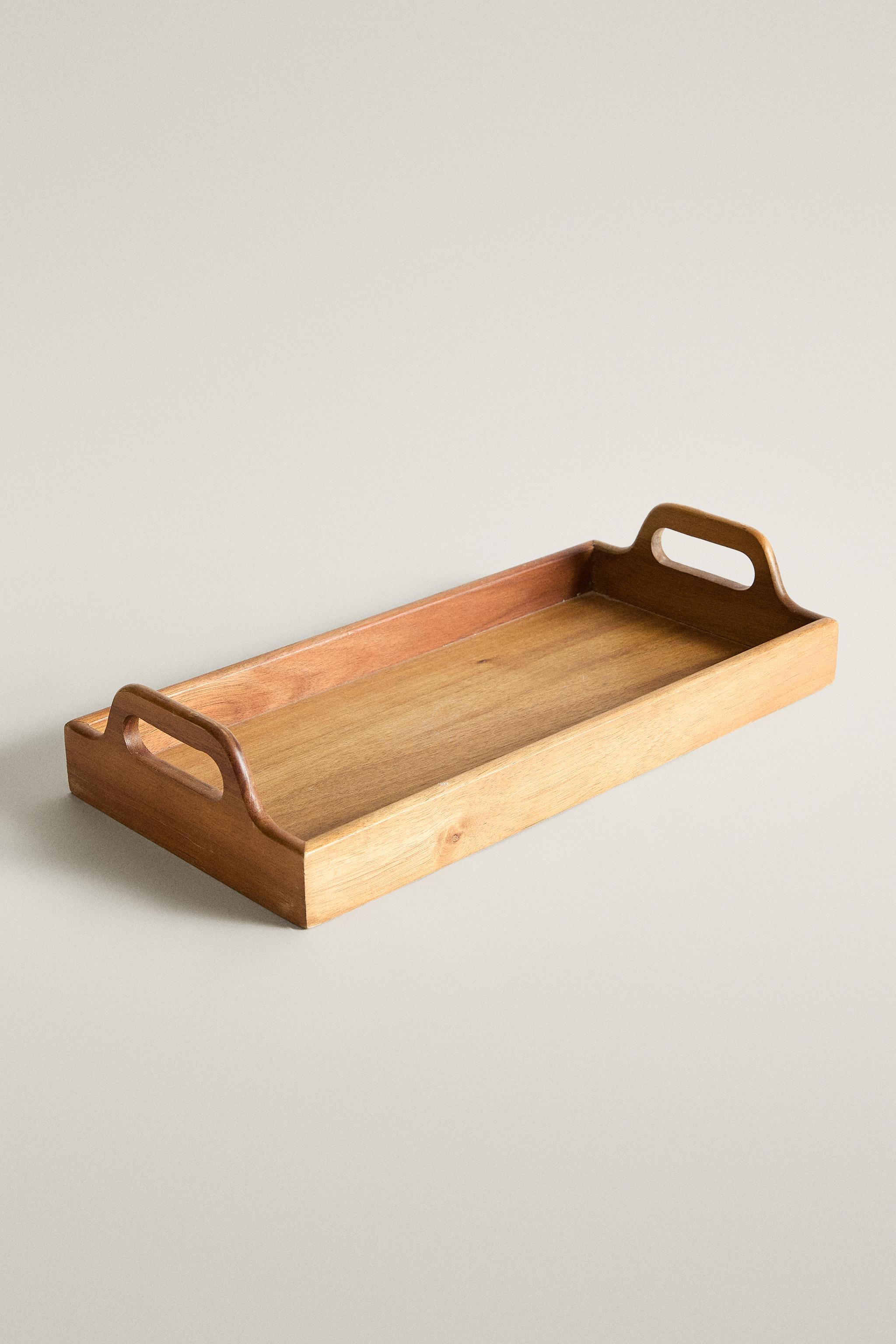 WOODEN TRAY WITH HANDLES
