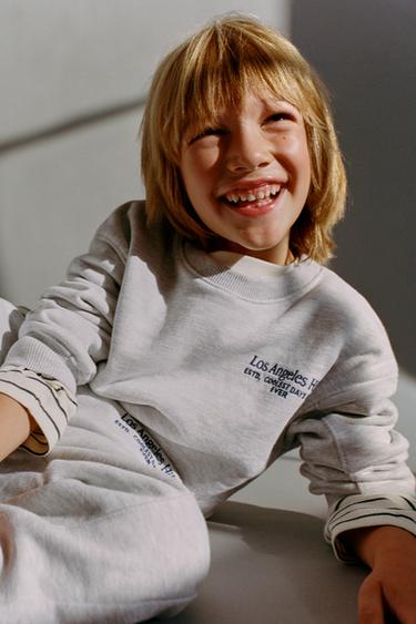Zara EMBROIDERED TEXT SWEATSHIRT - Gray marl