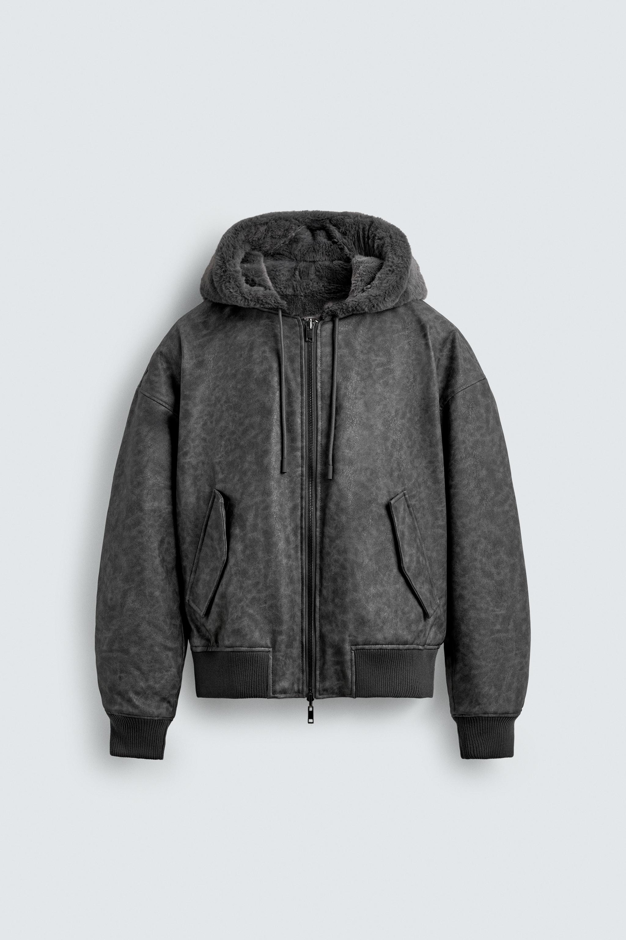 REVERSIBLE FAUX LEATHER BOMBER JACKET Anthracite Grey ZARA Turkey