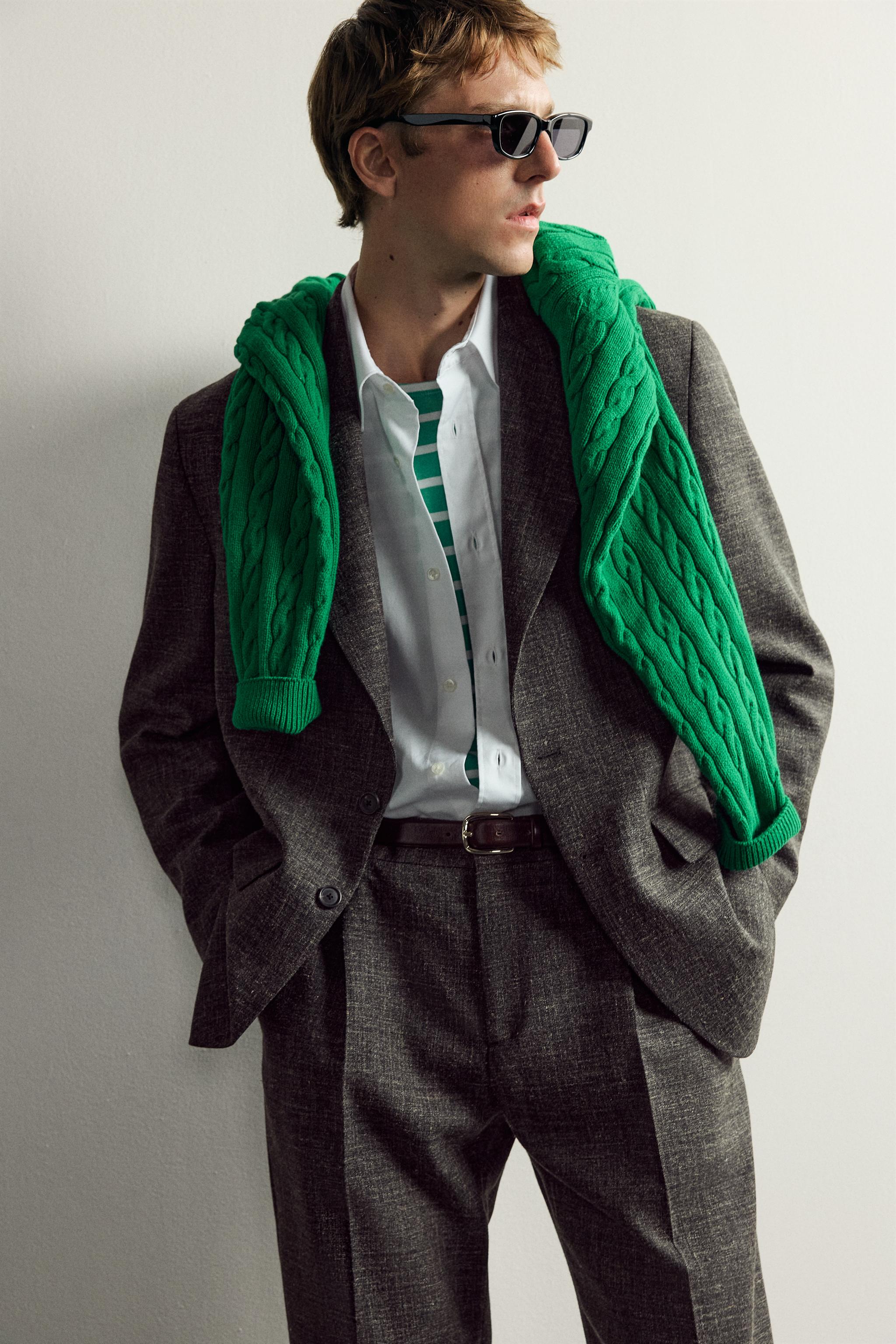 AARON LEVINE X ZARA WOOL-LINEN SUIT BLAZER