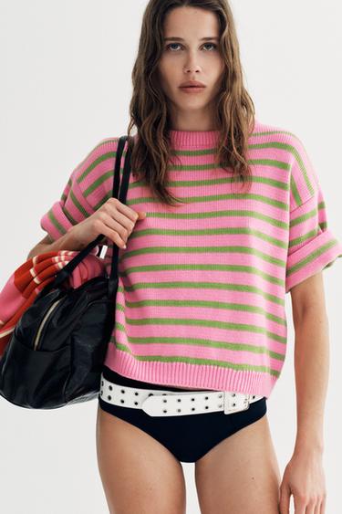 JERSEY PUNTO RAYAS - Raya verde de Zara