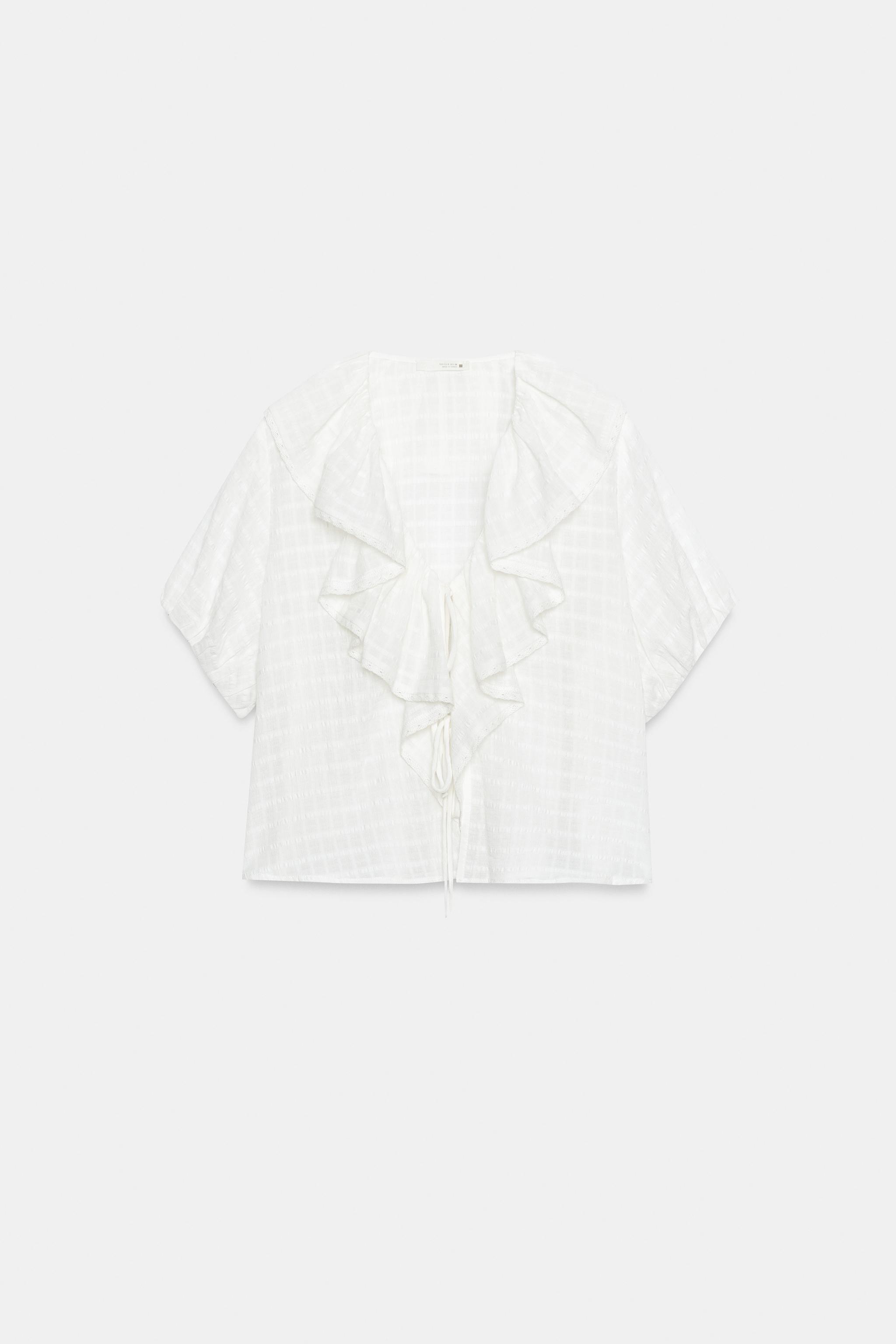 RUFFLED TIE BLOUSE