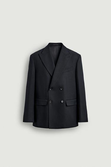 Zara DOUBLE BREASTED SUIT BLAZER - Navy blue