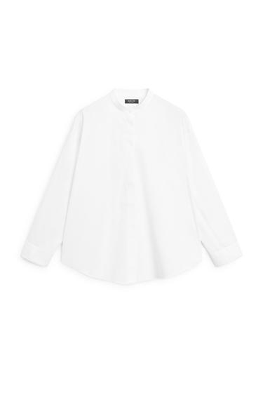Chemise en popeline col officier - Blanc de Zara