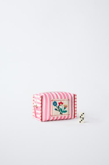 EMBROIDERED STRIPED TOILETRY BAG - Pink by Zara - Image 5