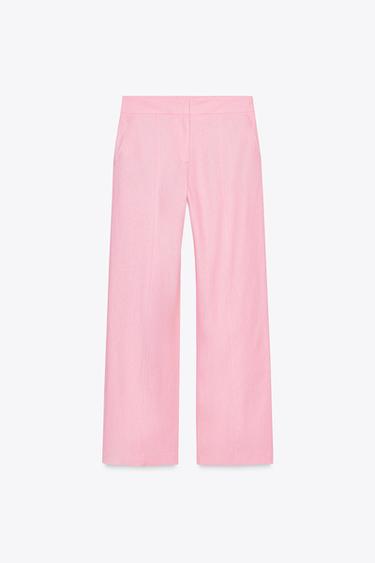 GERADE GESCHNITTENE HOSE MIT LEINEN - Rosa von Zara