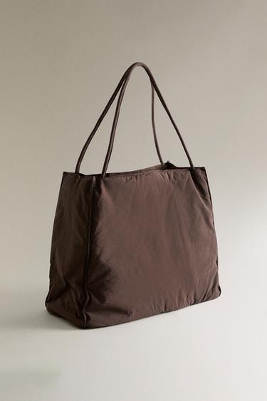 SAC CABAS TISSU TECHNIQUE - Marron de Zara - Image 2