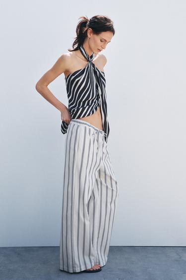 CALÇA PALAZZO LISTRADA ZW COLLECTION - Cru da Zara