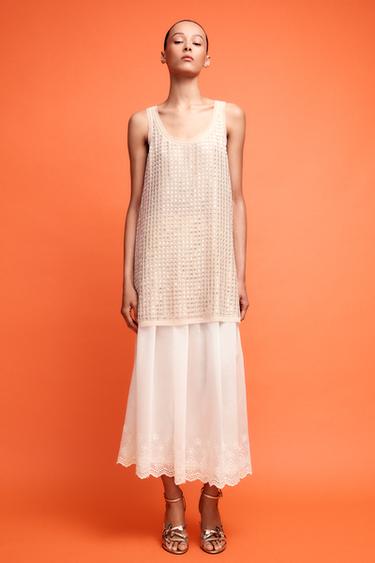 ZW COLLECTION EMBROIDERED PLEATED SKIRT - White by Zara - Image 0