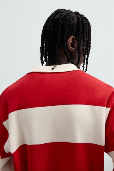 POLO PUNTO RAYAS - Rojo de Zara