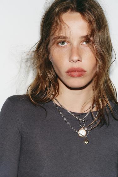 Zara PACK OF 3 WATCH AND CHARM NECKLACES - Silver