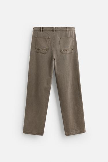 PANTALON RELAXED FIT CLOUS - Beige de Zara - Image 6