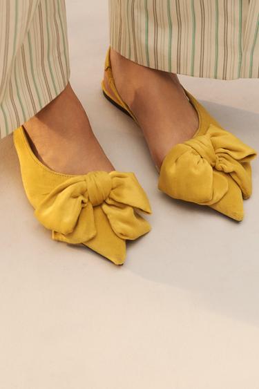 Zara LIMITED EDITION SLINGBACKS WITH LARGE BOW - Yellow
