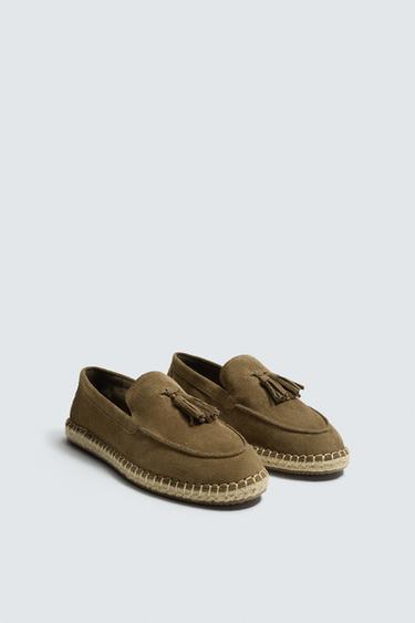 CASUAL LEATHER LOAFERS WITH TASSELS - Beige by Zara