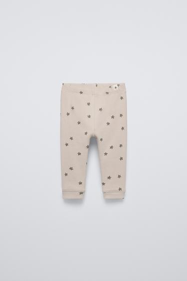 STAR PRINT RIBBED LEGGINGS - Light mink by Zara - Image 0