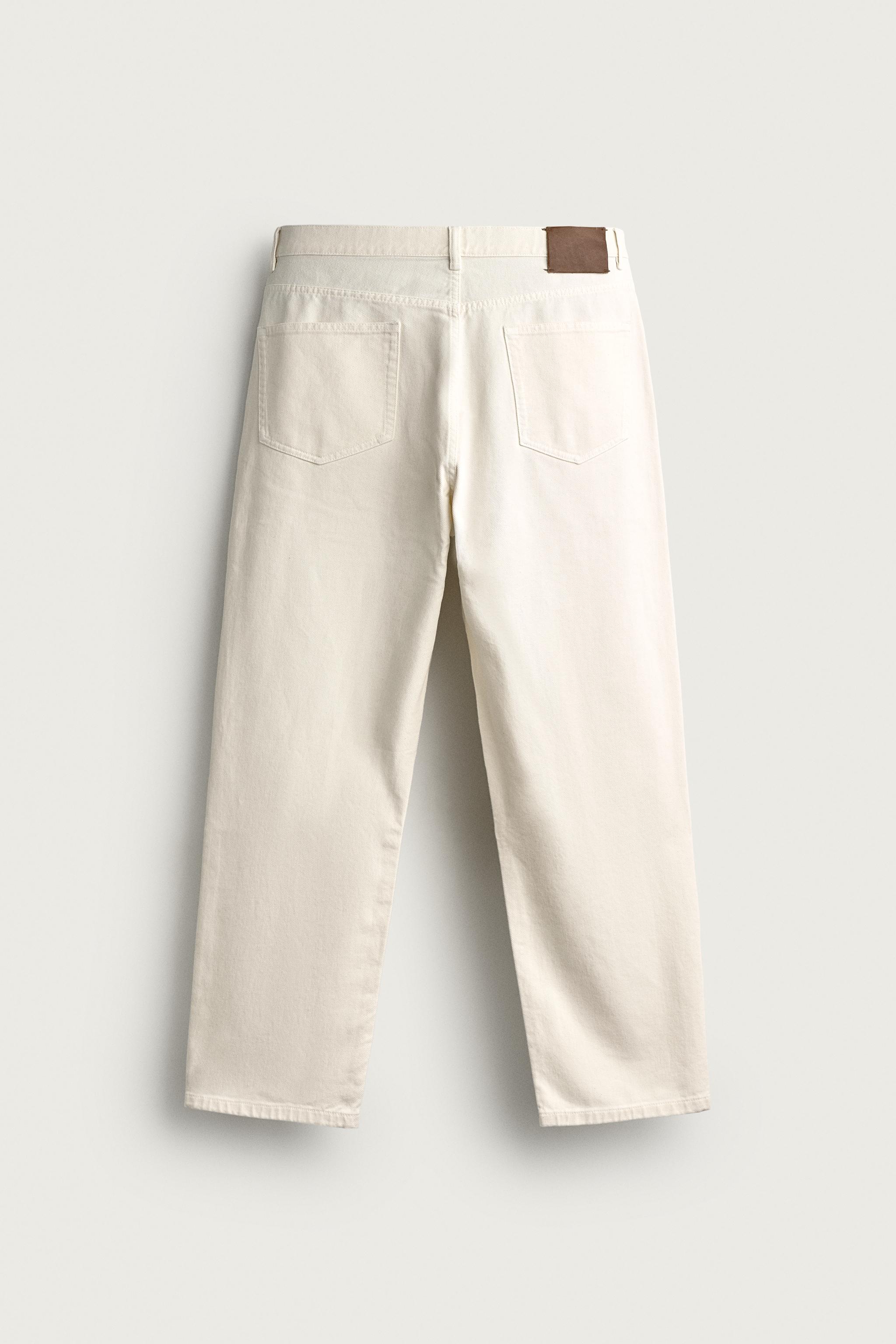 COTTON & HEMP RELAXED STRAIGHT JEANS — Ecru