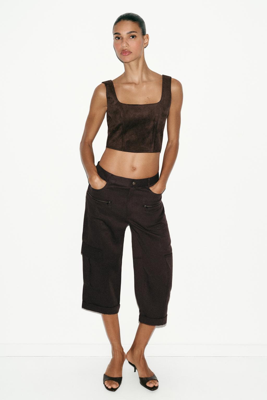 FAUX SUEDE CROP TOP - image 2