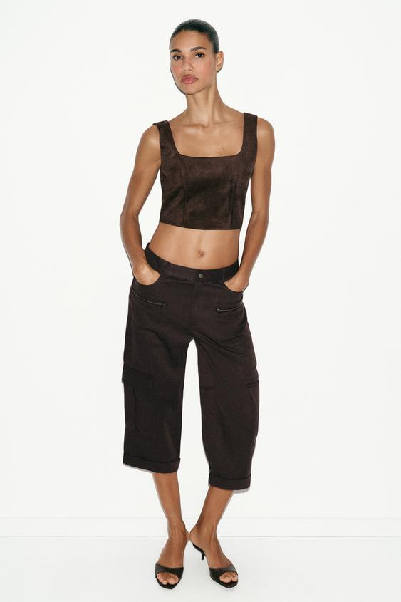 FAUX SUEDE CROP TOP