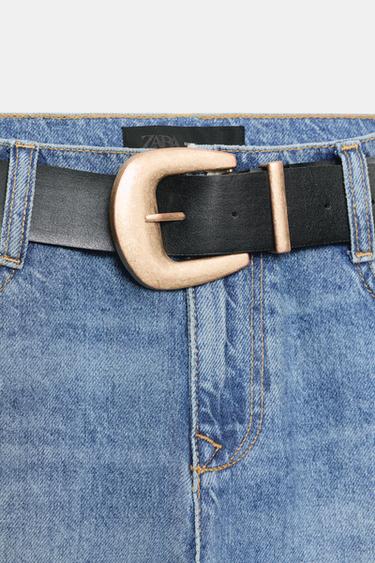 Z1975 SLIM FIT MID-WAIST JEANS WITH BELT - Mid-blue by Zara - Image 9