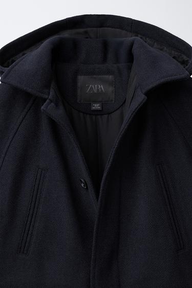 MANTEAU EN DRAP À CAPUCHE - Bleu marine de Zara - Image 6