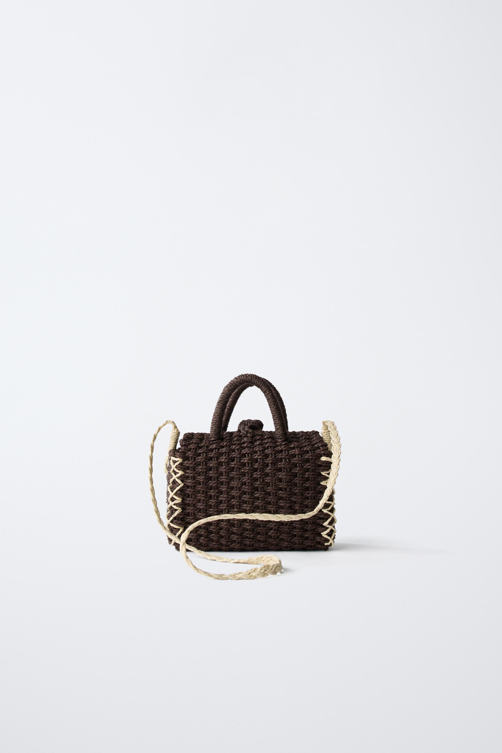 RAFFIA EFFECT POLKA DOT CROSSBODY BAG - Brown | ZARA United States