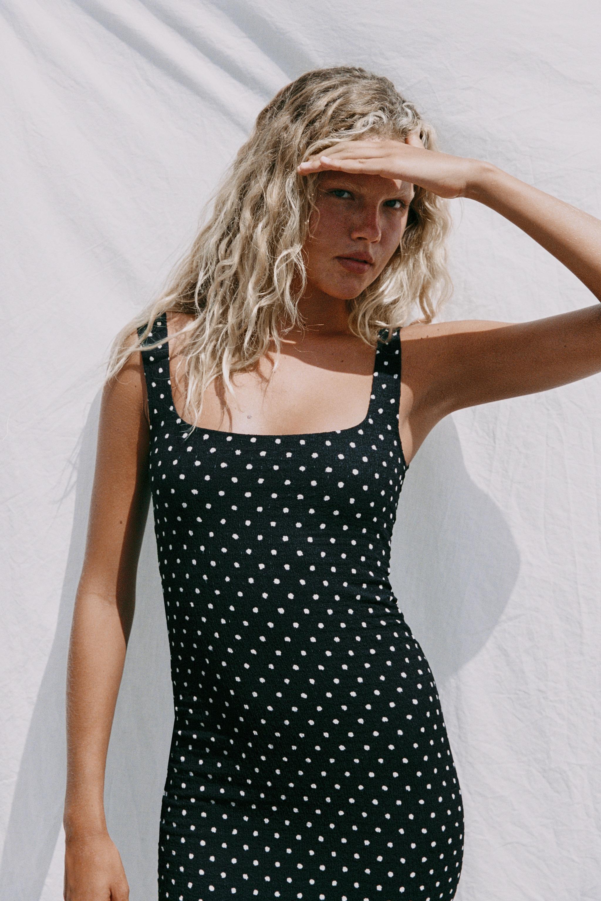 Женские платья Zara ANIMAL PRINT TEXTURED MIDI DRESS — фото 2