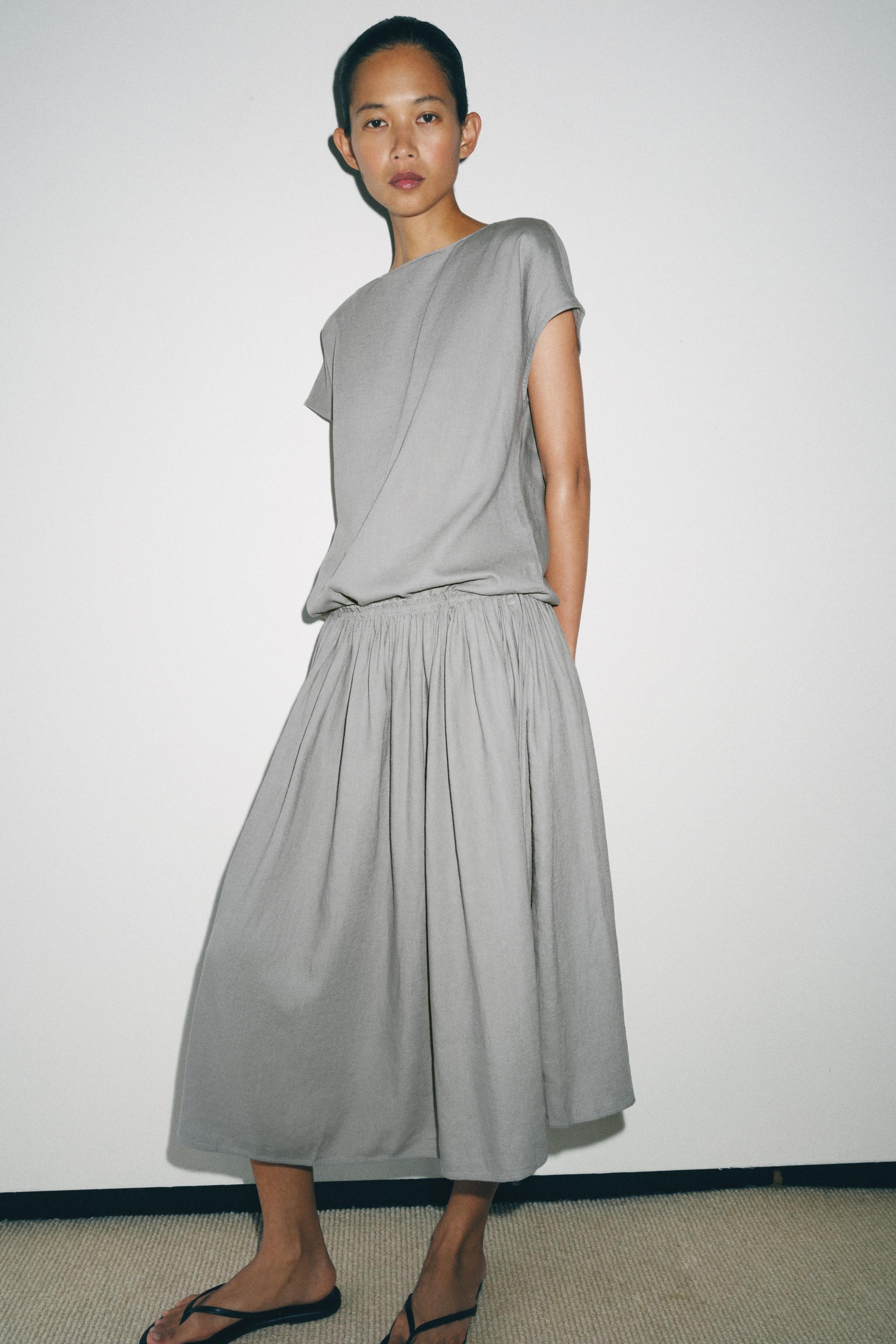 ROBE MI-LONGUE EN LIN ZW COLLECTION