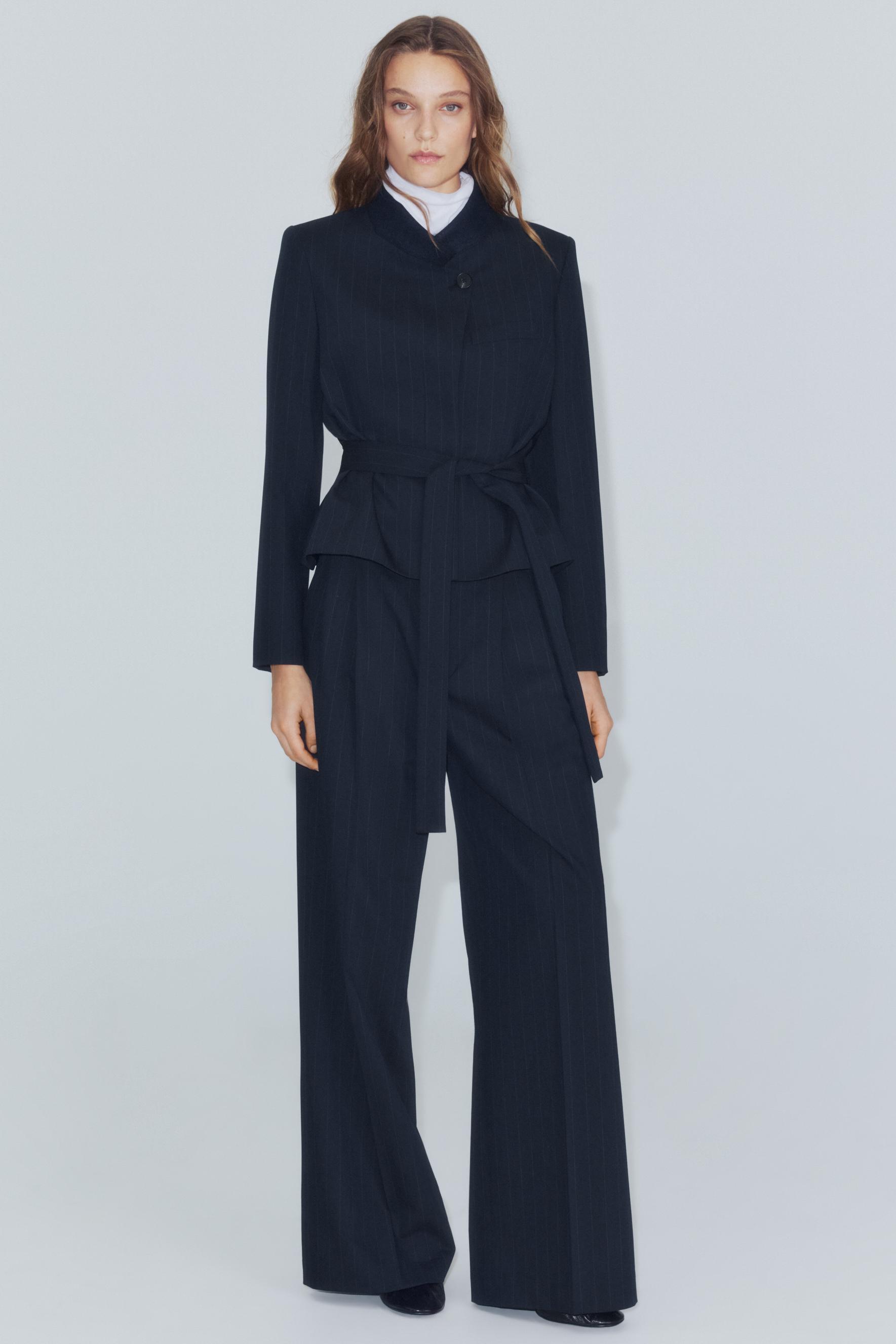 Zw Collection Striped High-Rise Pleated Pants by Zara