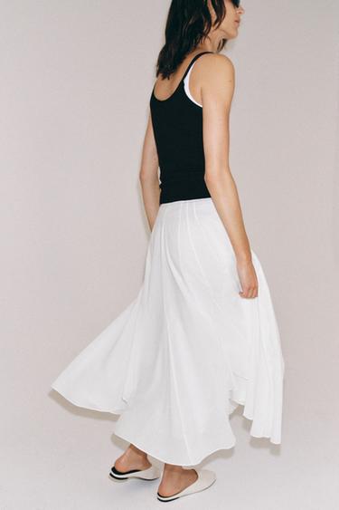 JUPE FLUIDE ASYMÉTRIQUE ZW COLLECTION - Blanc de Zara - Image 4