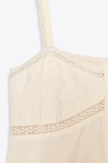 TOP DENTELLE BRODÉ - Beige clair de Zara - Image 8