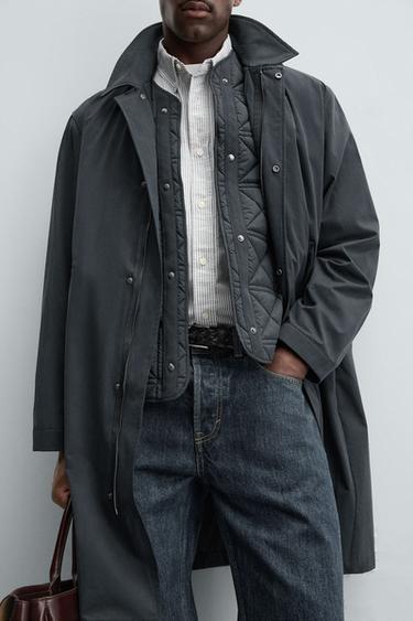 PARKA DESMONTABLE WATER REPELLENT - Petróleo de Zara