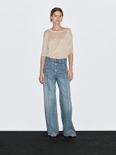 Zara Mid-rise wide-leg jeans - Aquamarine - Image 0