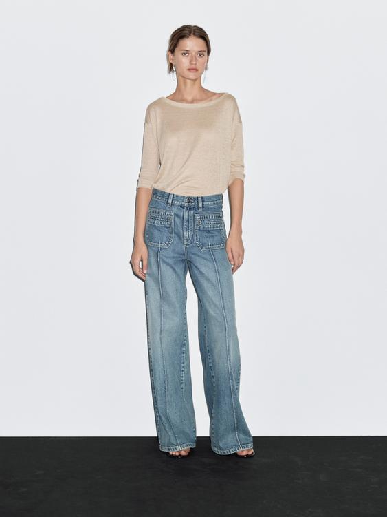 Mid-rise wide-leg jeans