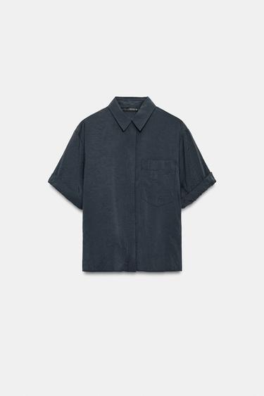 FLOWING SHIRT WITH POCKET - Blue / Indigo by Zara - Image 0