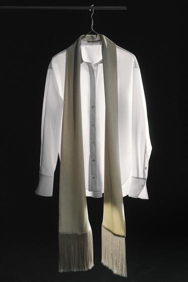 قميص بوشاح مهدب ZW COLLECTION - أبيض الخاص بـ Zara