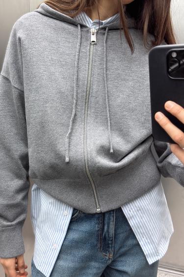 KNITTED HOODIE - Grey by Zara