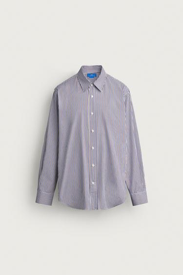 AARON LEVINE X ZARA STRIPED FORMAL SHIRT - red/navy by Zara