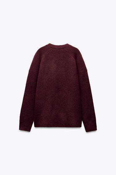 GILET EN MAILLE DOUCE UNI - Bordeaux de Zara - Image 5